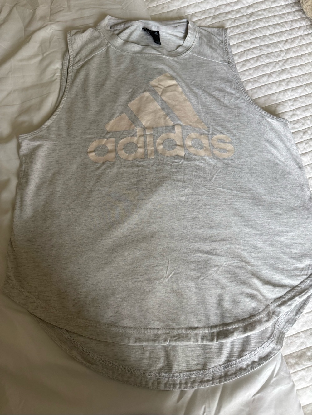 adidas Light Gray Sleeveless Logo Tank with Cream Logo